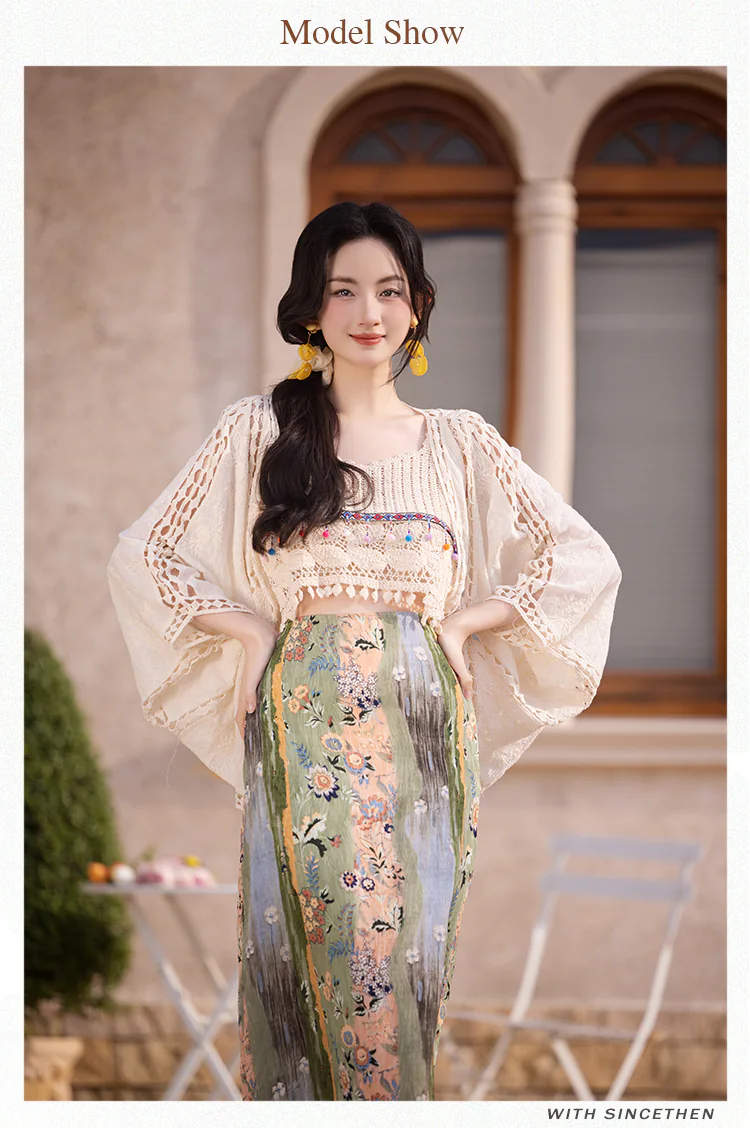 Ladies-Boho-Style-Floral-Casual-Beach-Skirt-with-Long-Sleeves-Knit-Cardigan09