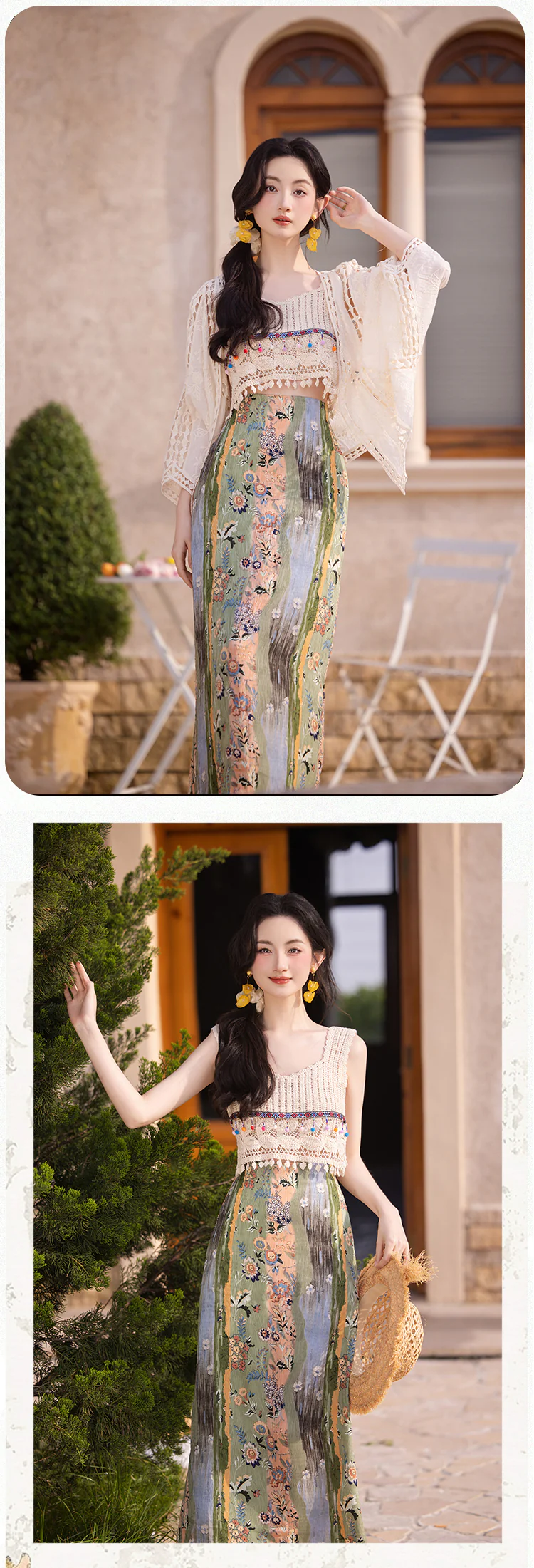 Ladies-Boho-Style-Floral-Casual-Beach-Skirt-with-Long-Sleeves-Knit-Cardigan10