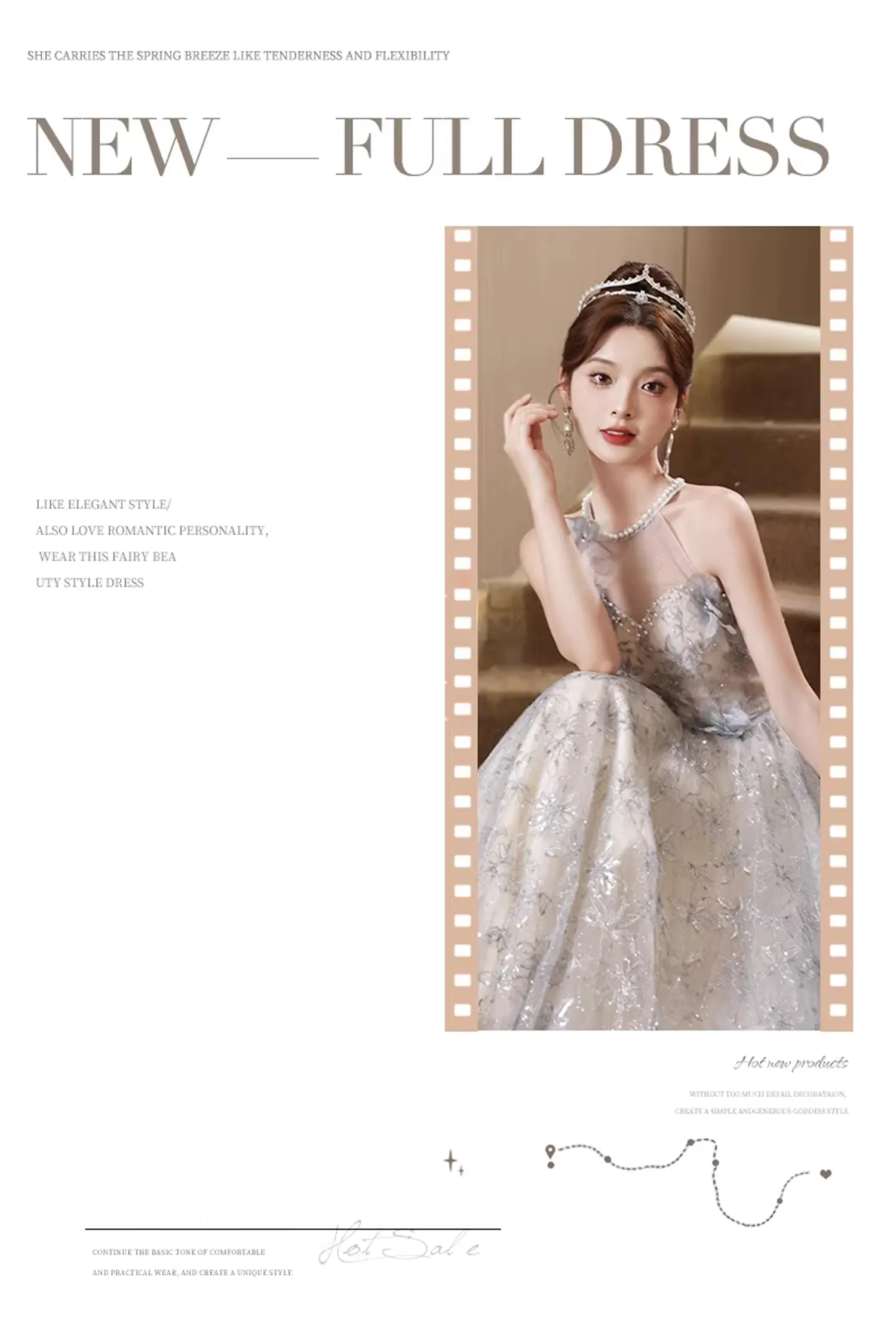 pearl neckline halter dress Pearl neckpiece halter gown main image 0