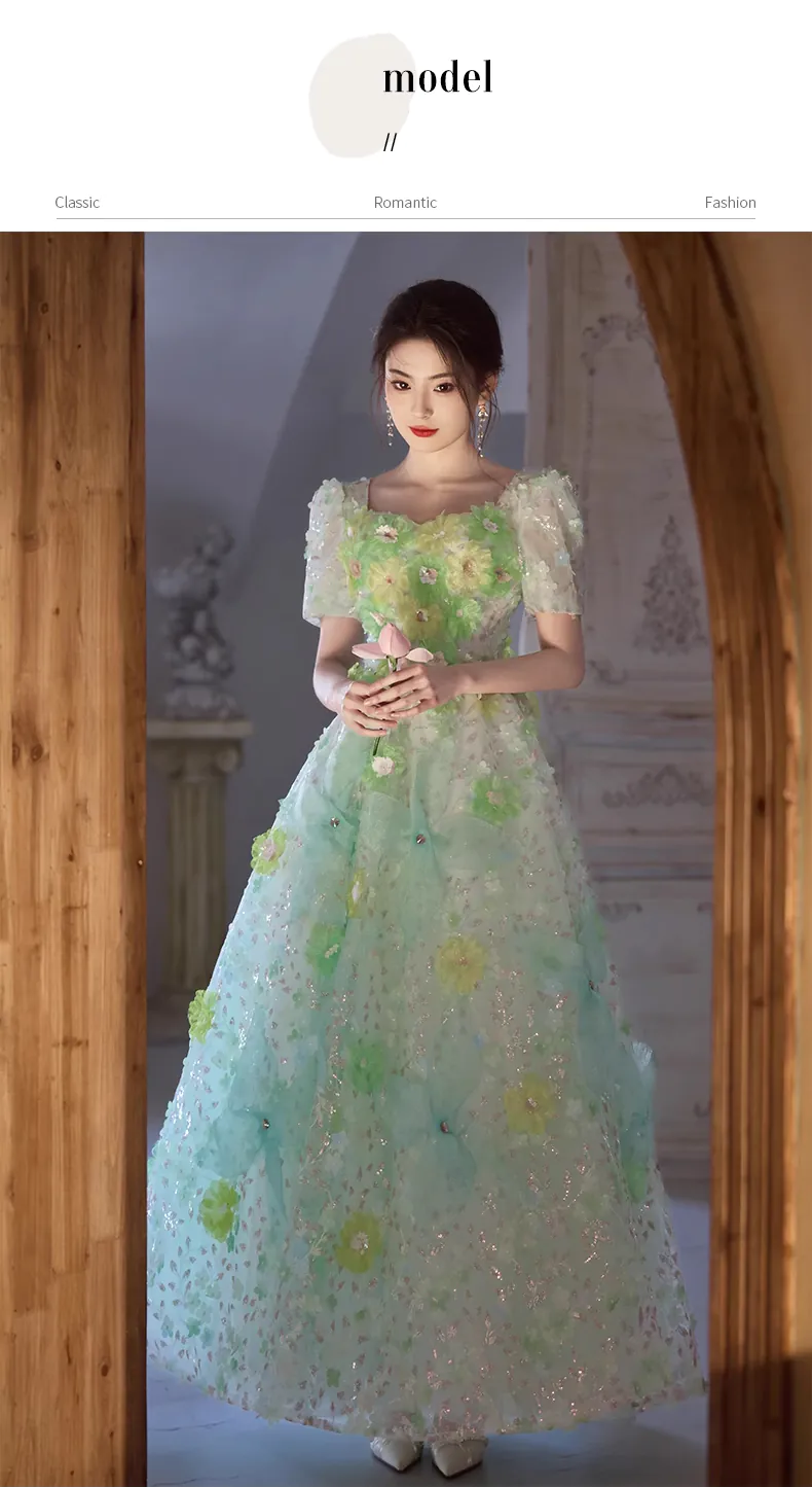 Light-Teal-Green-Square-Neck-Short-Sleeve-Floral-Sequins-Ball-Gown10
