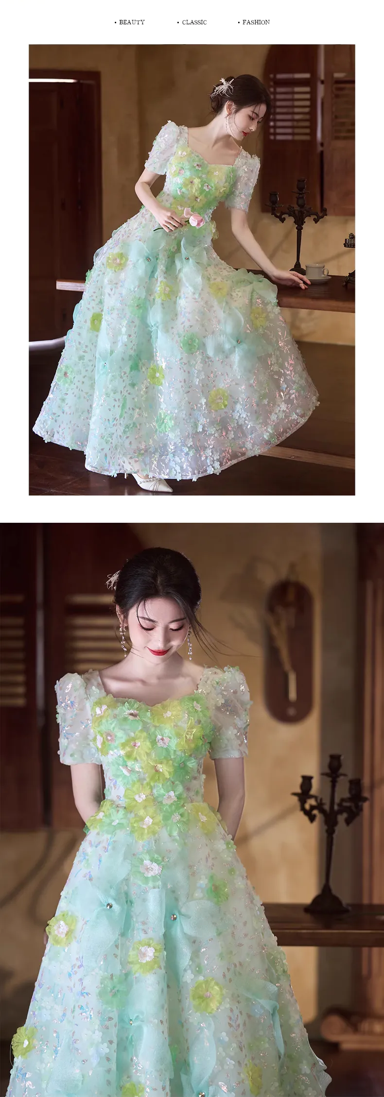 Light-Teal-Green-Square-Neck-Short-Sleeve-Floral-Sequins-Ball-Gown11