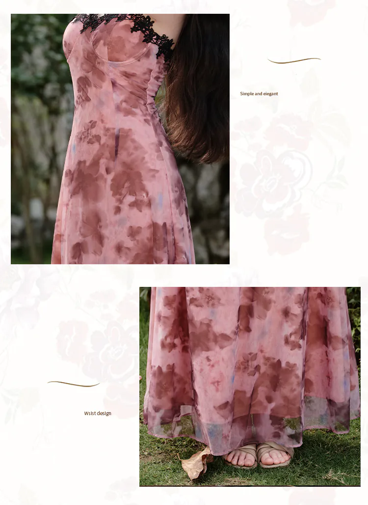 Pink-Tie-Dye-Rose-Floral-Padded-Slip-Dress-with-Black-Lace-Cover-Up-Shawl10