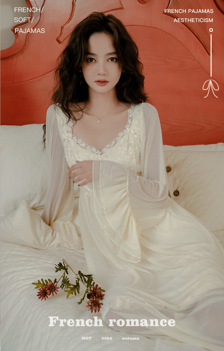 Princess-Style-Long-Tulle-Lace-Home-Casual-Dress-Pajama-Sleepwear07
