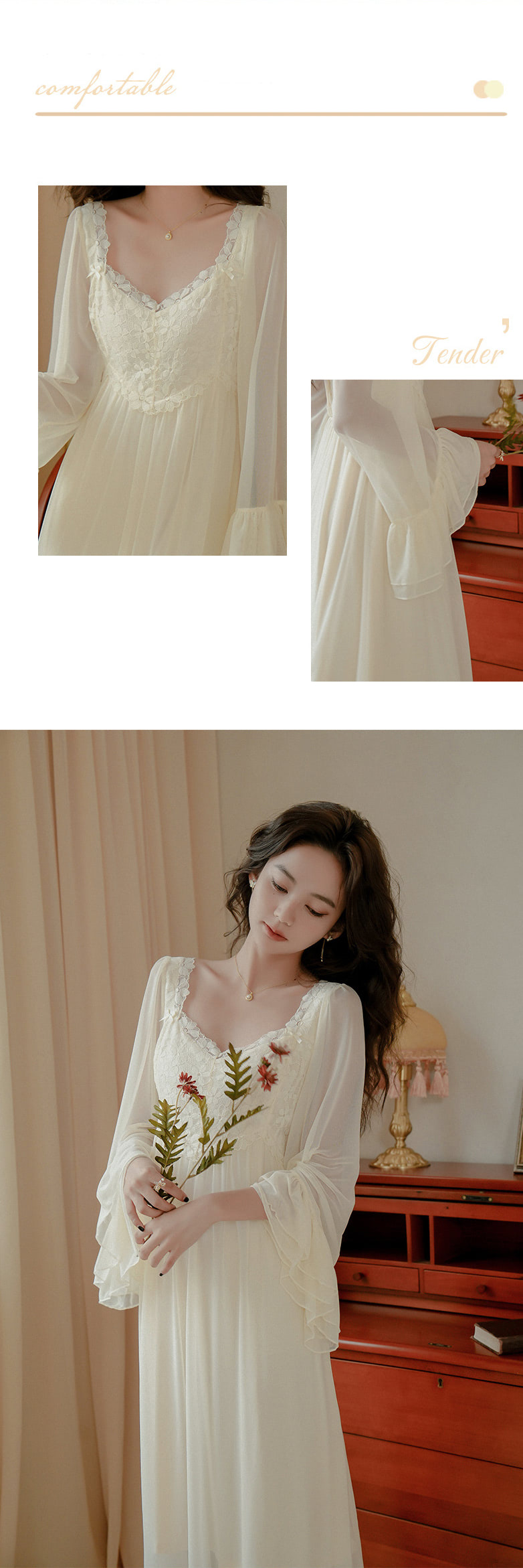 Princess-Style-Long-Tulle-Lace-Home-Casual-Dress-Pajama-Sleepwear11
