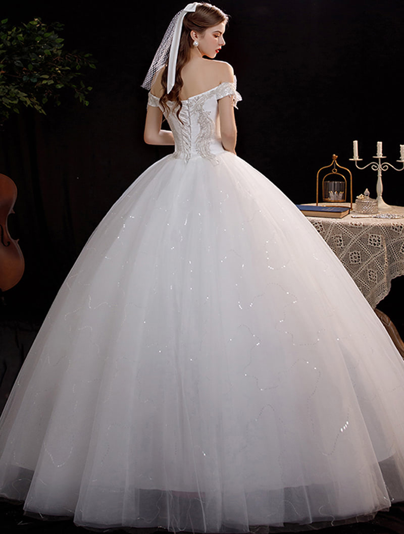 Romantic A Line Princess Modern Lace White Wedding Bridal Dress05