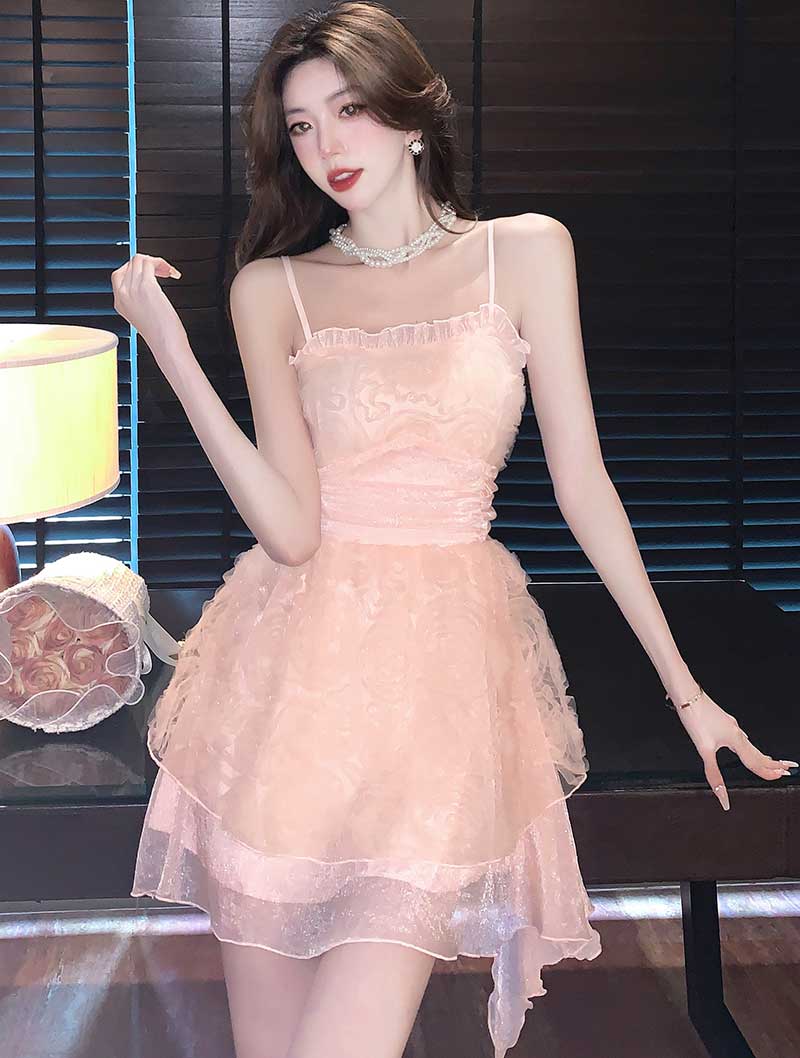 Romantic Sweet Princess Pink Floral Summer Casual Slip Dress02