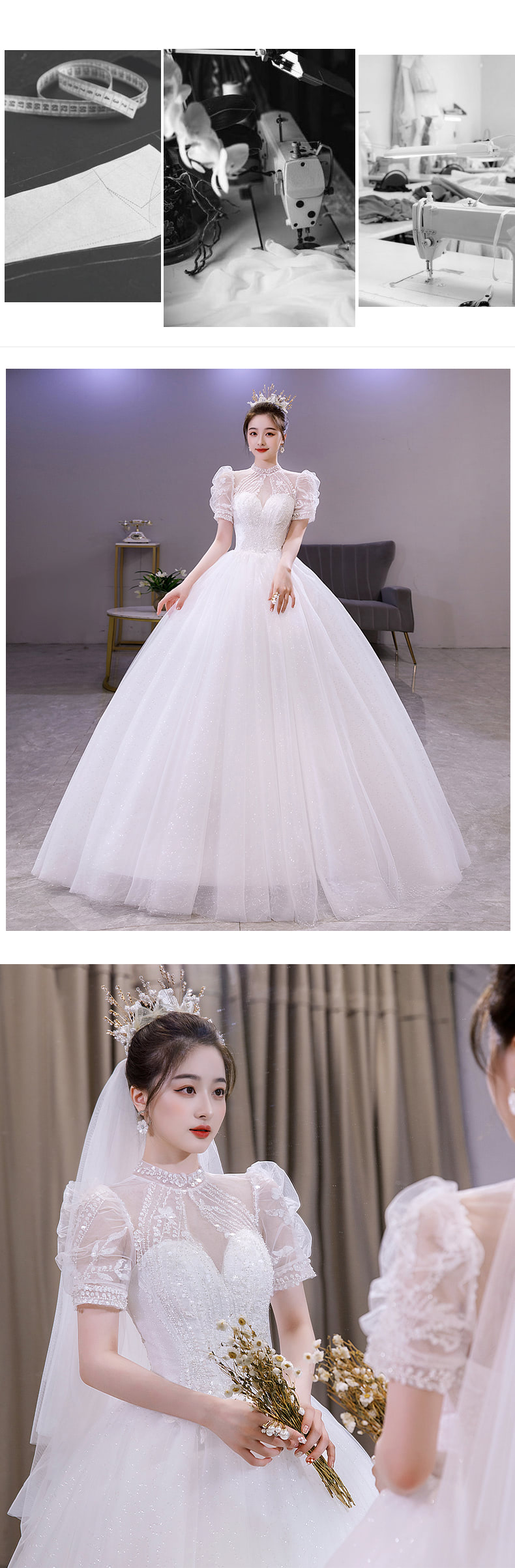 Simple-Romantic-Puff-Sleeve-White-Tulle-Wedding-Bridal-Long-Dress10.jpg