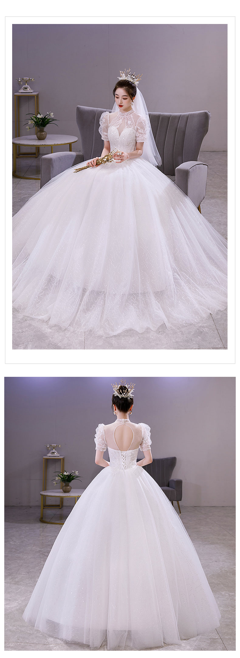 Simple-Romantic-Puff-Sleeve-White-Tulle-Wedding-Bridal-Long-Dress11.jpg