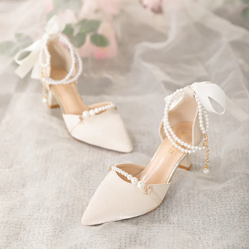 Sweet Pointed Toe Daily Mary Jane Shoes Evening Party Middle Heels02