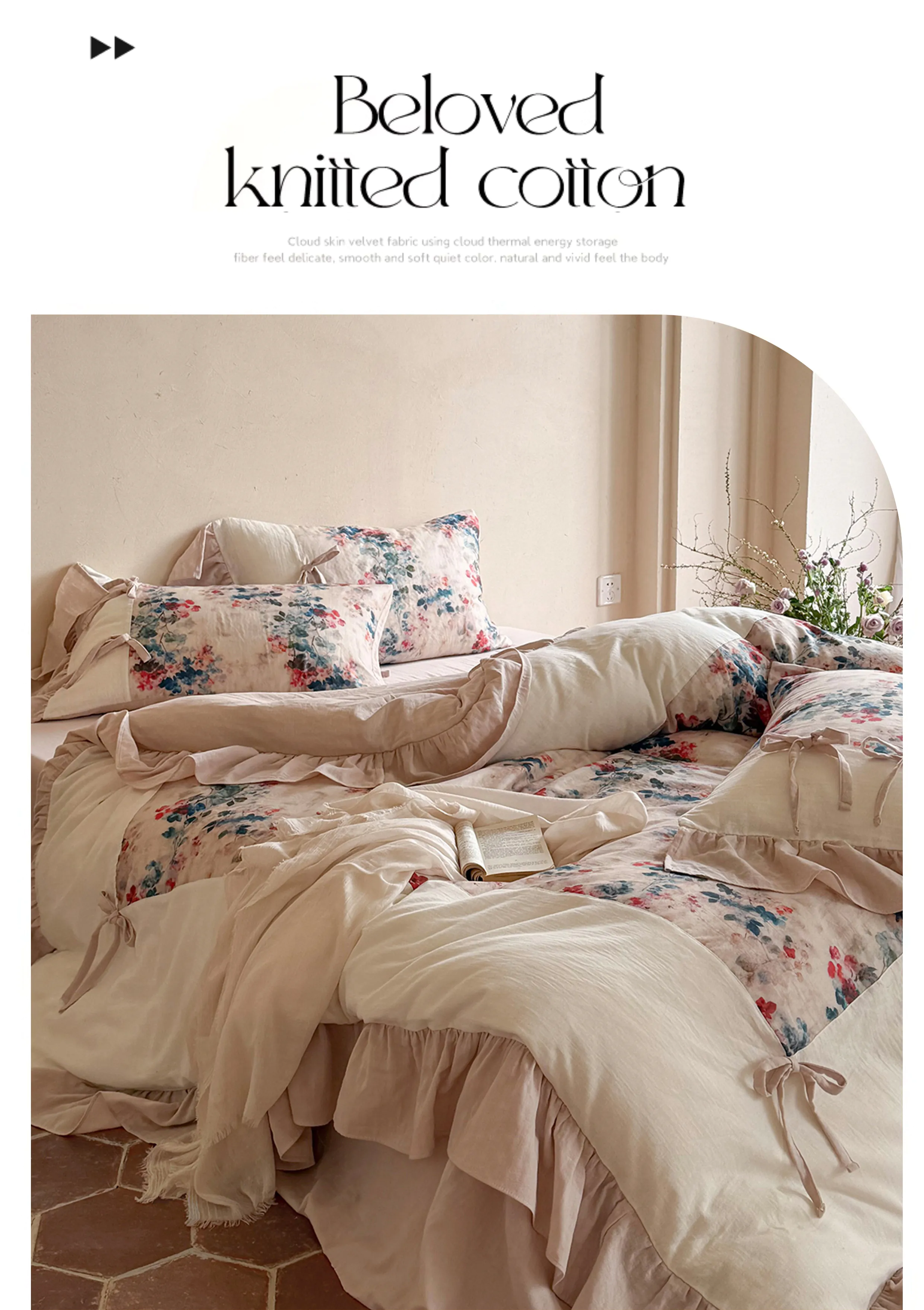 Ultra-Soft-Vintage-Floral-Print-Patchwork-Double-Layer-Gauze-Bedding-4-Pcs-Set07