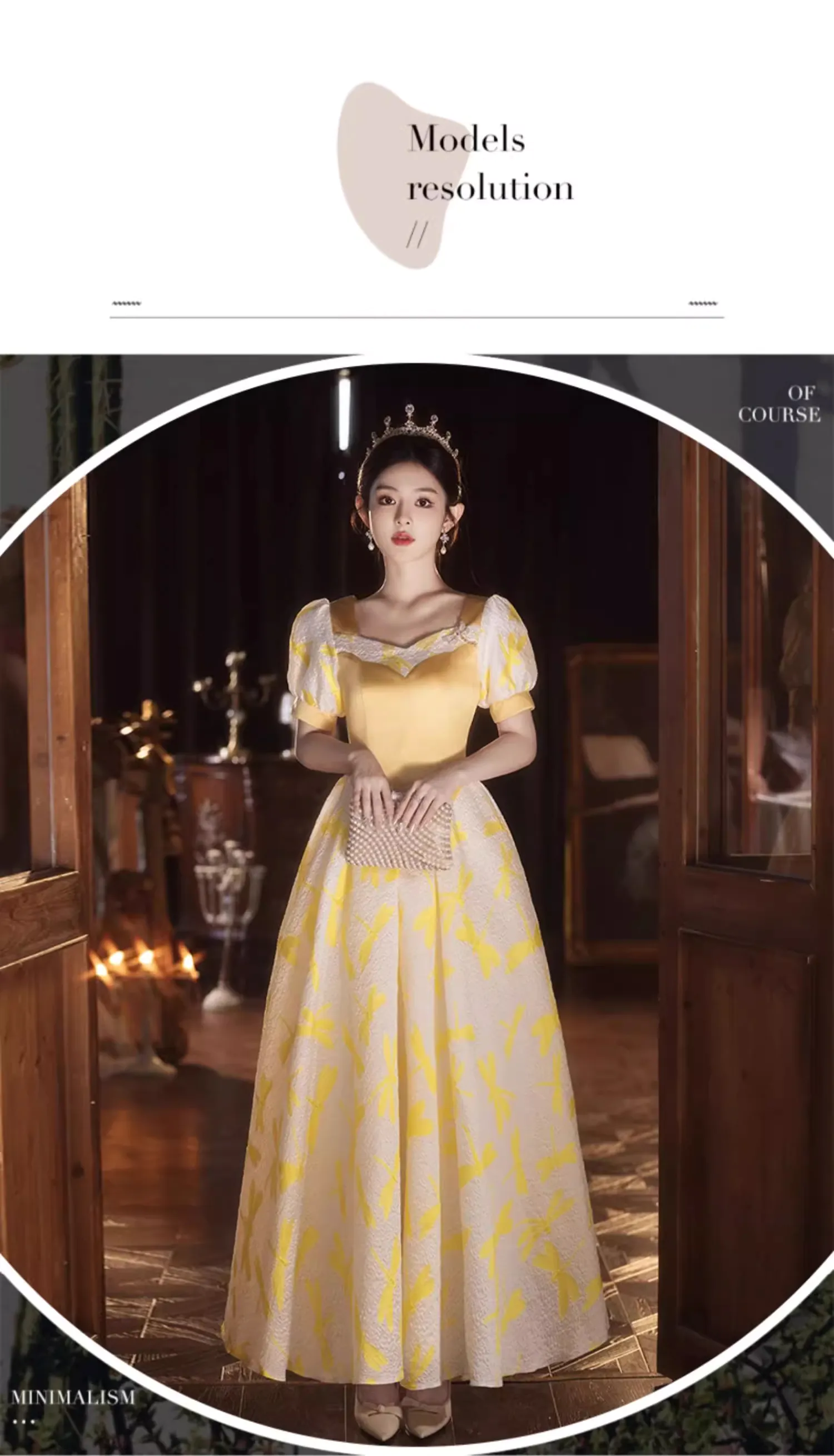 Vintage-Princess-Yellow-Square-Neck-Puff-Sleeve-Formal-Prom-Evening-Dress11