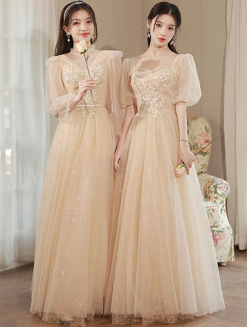 Charming Embroidery Bridesmaid Dress Banquet Party Ball Gown01
