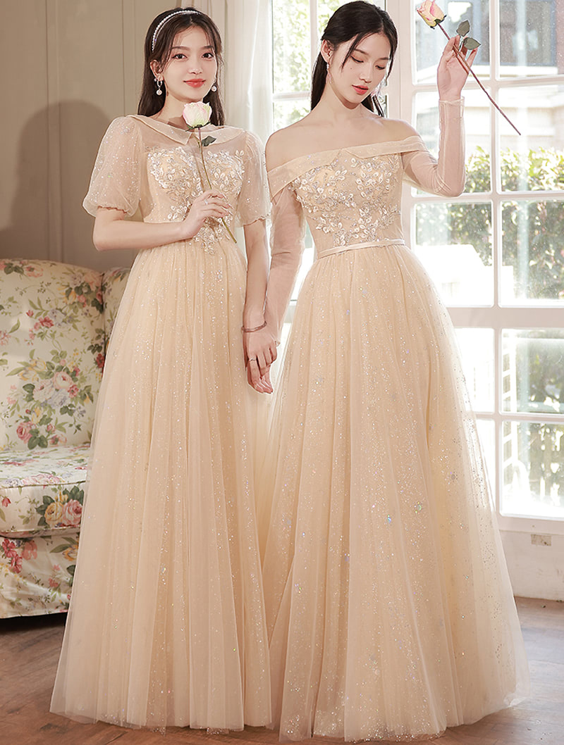 Charming Embroidery Bridesmaid Dress Banquet Party Ball Gown02