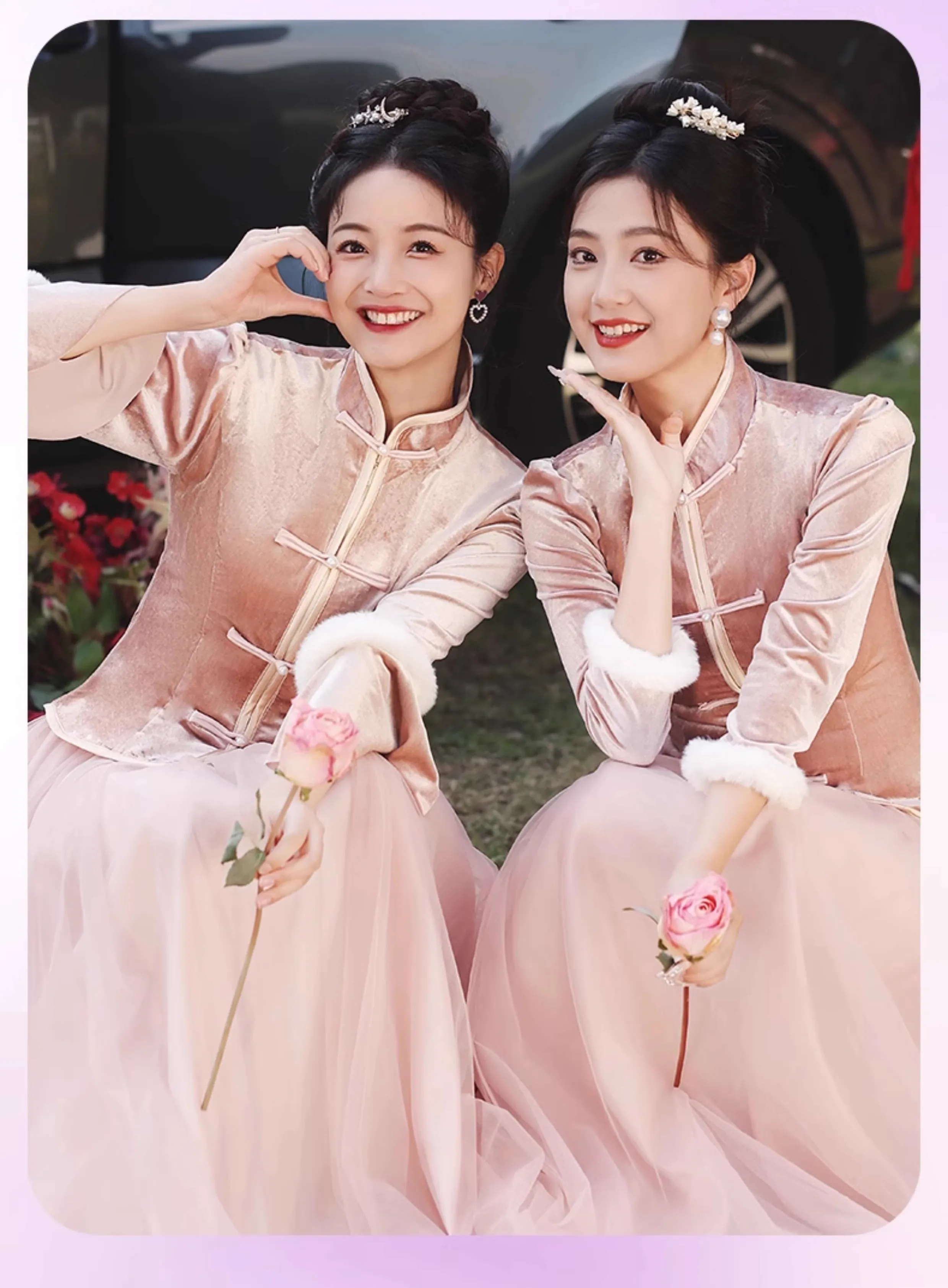 Charming-Thicken-Pink-Velvet-Long-Sleeve-Chinese-Style-Bridesmaid-Dress10