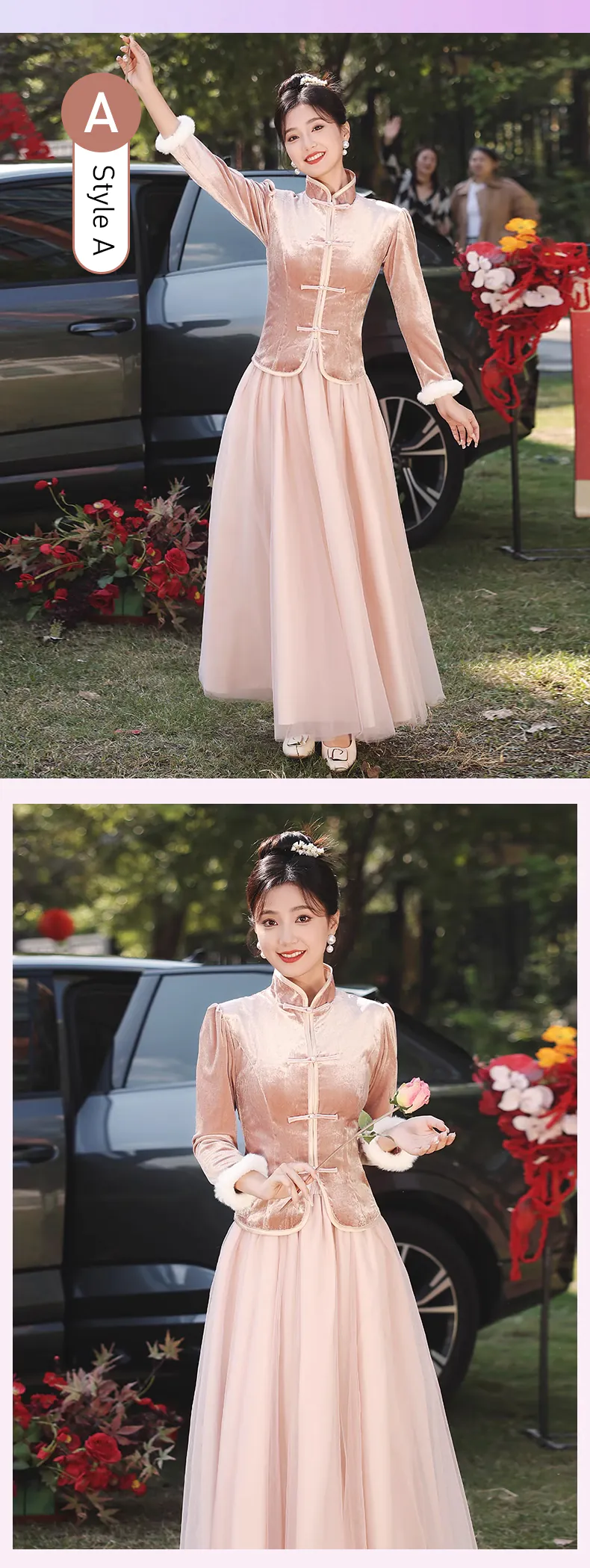 Charming-Thicken-Pink-Velvet-Long-Sleeve-Chinese-Style-Bridesmaid-Dress15
