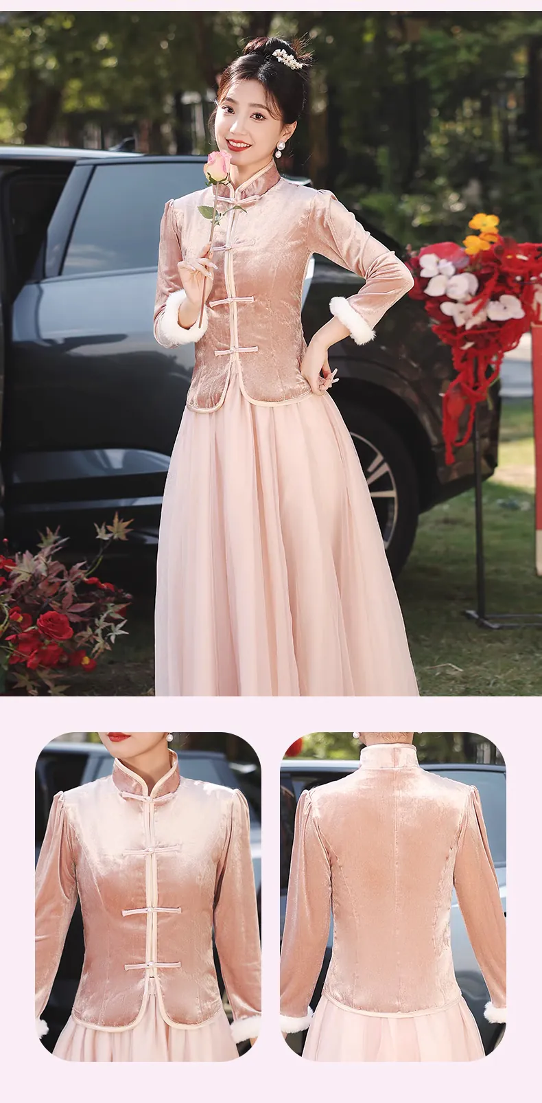 Charming-Thicken-Pink-Velvet-Long-Sleeve-Chinese-Style-Bridesmaid-Dress17