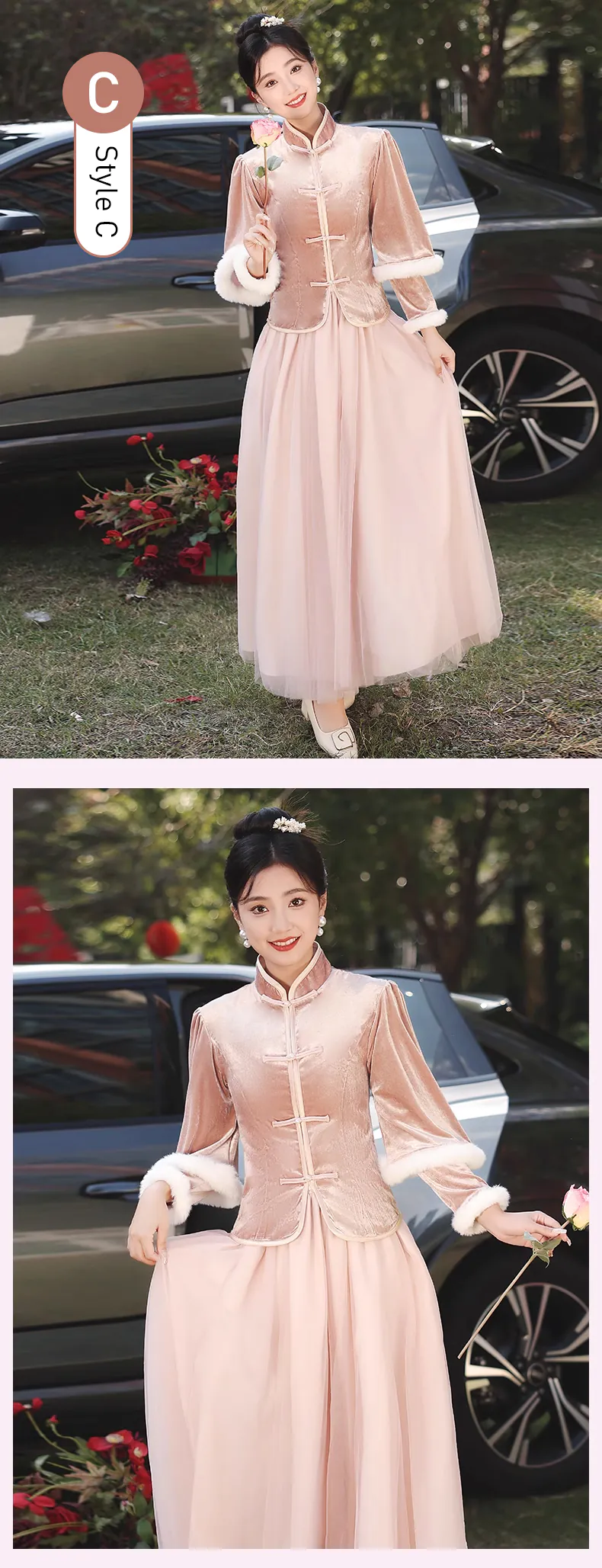 Charming-Thicken-Pink-Velvet-Long-Sleeve-Chinese-Style-Bridesmaid-Dress21