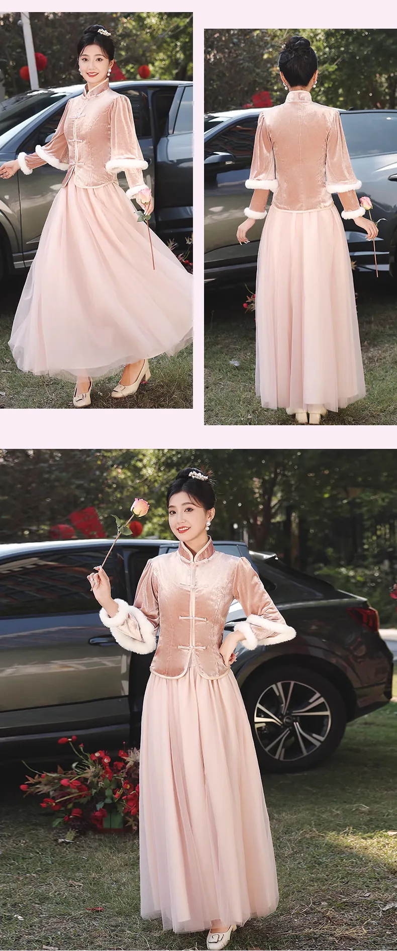 Charming-Thicken-Pink-Velvet-Long-Sleeve-Chinese-Style-Bridesmaid-Dress22