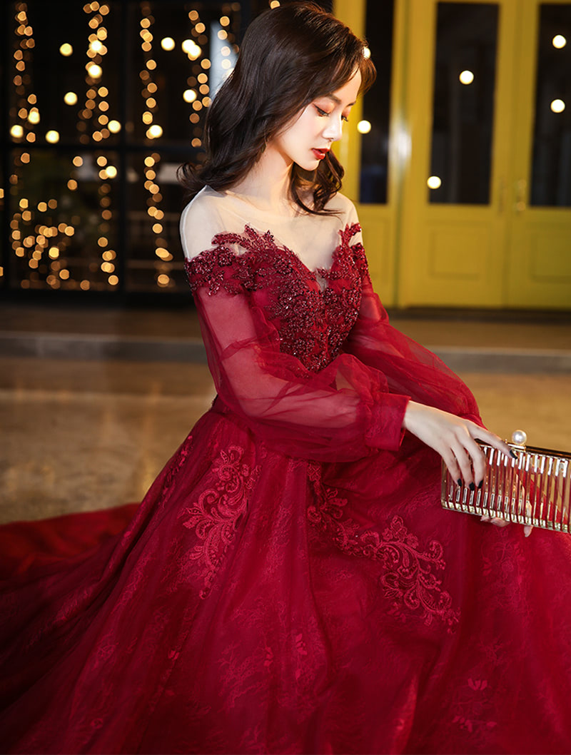 Charming Wine Red Sleeveless Long Sleeve Prom Evening Dress02