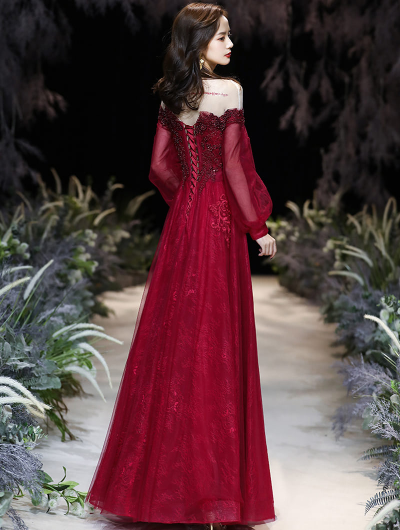 Charming Wine Red Sleeveless Long Sleeve Prom Evening Dress05