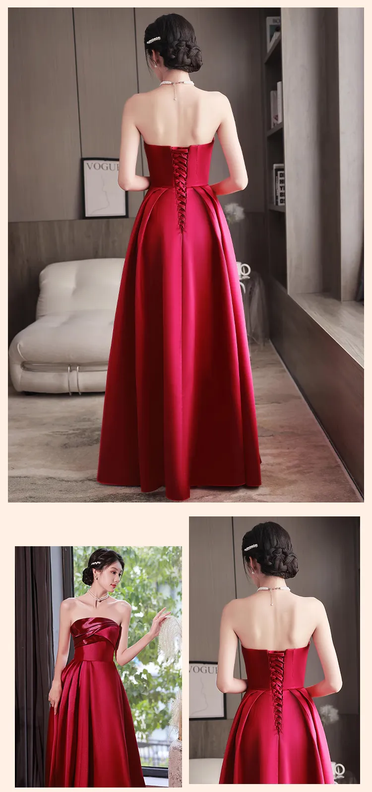 Chic-Burgundy-Satin-Strapless-Bridal-Toast-Evening-Party-Dress-Formal-Gown14