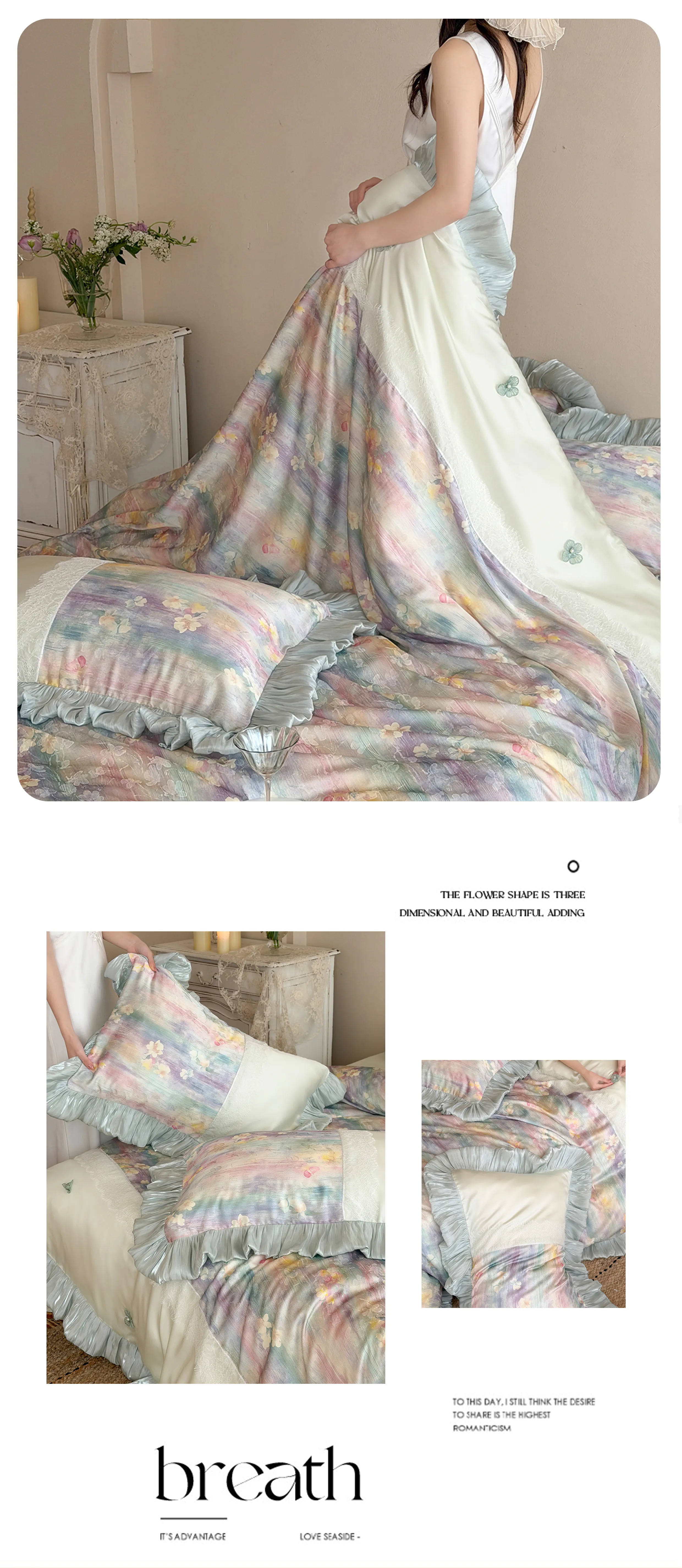 Chic-Pastel-Floral-Ruffle-Trim-Tencel-Soft-Duvet-Cover-Bedding-4-Piece-Set10