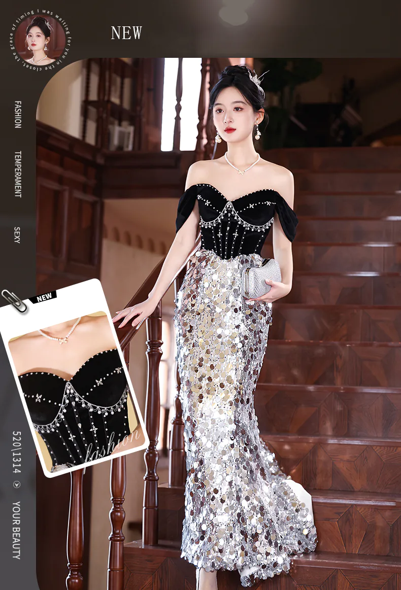 Glamorous-Sparkling-Silver-Sequin-Off-Shoulder-Mermaid-Cocktail-Formal-Dress07