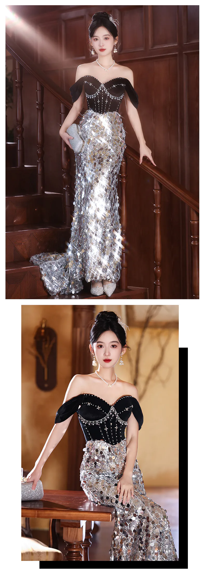 Glamorous-Sparkling-Silver-Sequin-Off-Shoulder-Mermaid-Cocktail-Formal-Dress14
