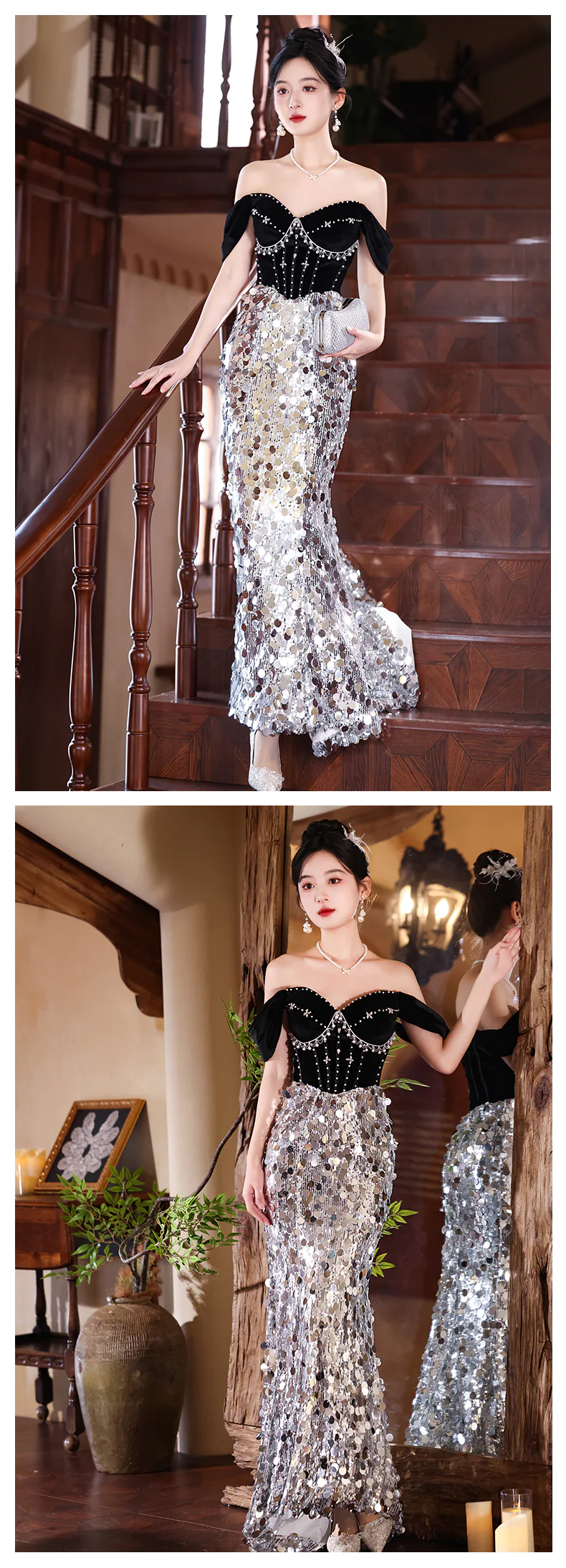 Glamorous-Sparkling-Silver-Sequin-Off-Shoulder-Mermaid-Cocktail-Formal-Dress15