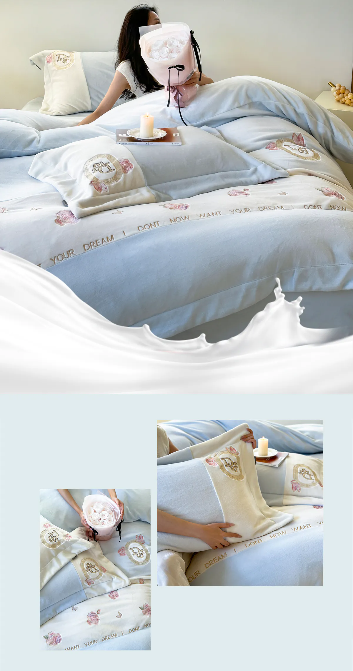 Luxury-High-Weight-260g-Milk-Velvet-Quilt-Cover-Bed-Sheet-4-Pcs-Set17
