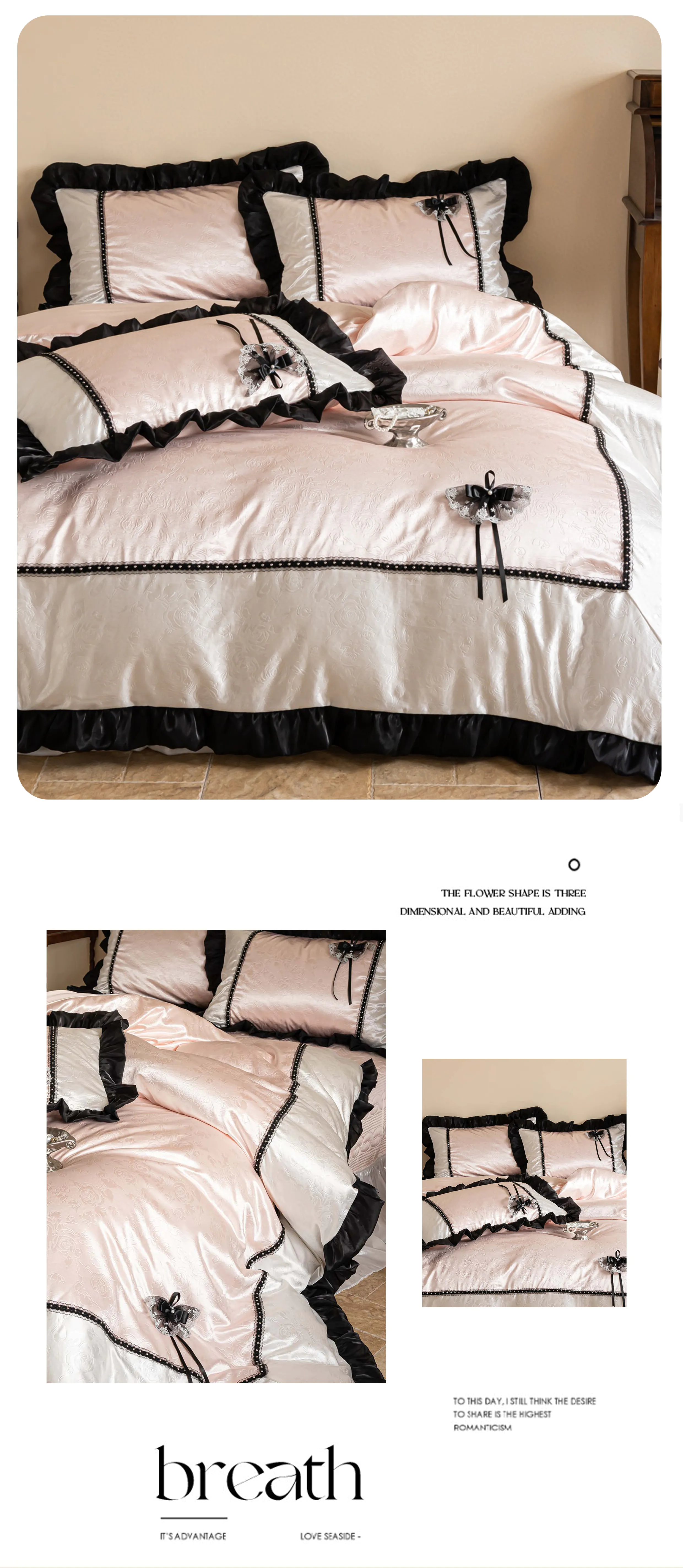 Pink-Silky-Satin-Embossed-Jacquard-Rose-Floral-Tencel-Bedding-4-Piece-Set10