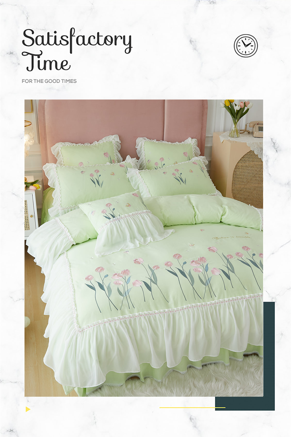 Princess-Embroidery-Ruffle-Lace-100-Cotton-Tulip-Bedding-4-Pcs-Set11