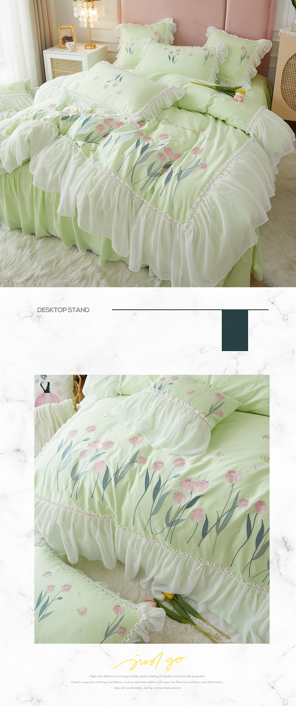 Princess-Embroidery-Ruffle-Lace-100-Cotton-Tulip-Bedding-4-Pcs-Set14