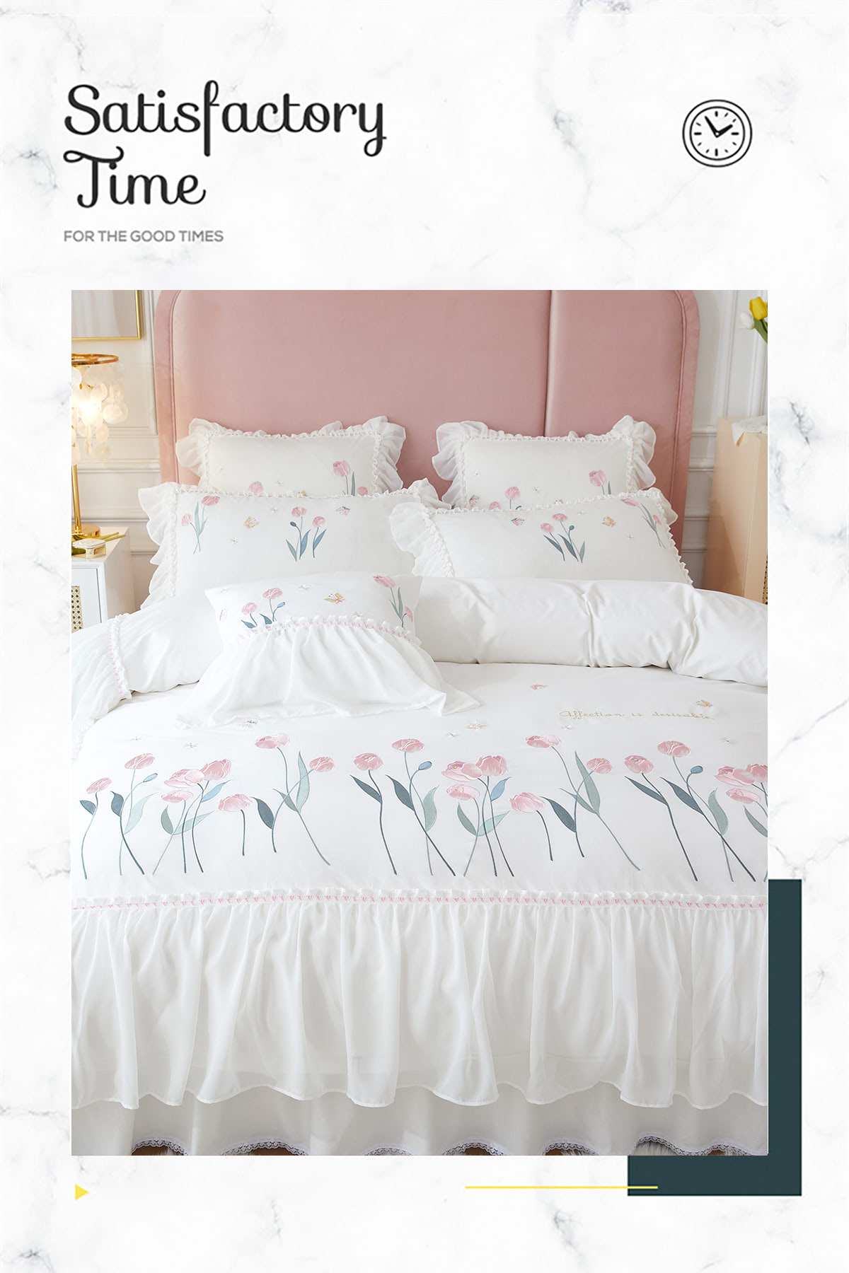 Princess-Embroidery-Ruffle-Lace-100-Cotton-Tulip-Bedding-4-Pcs-Set16