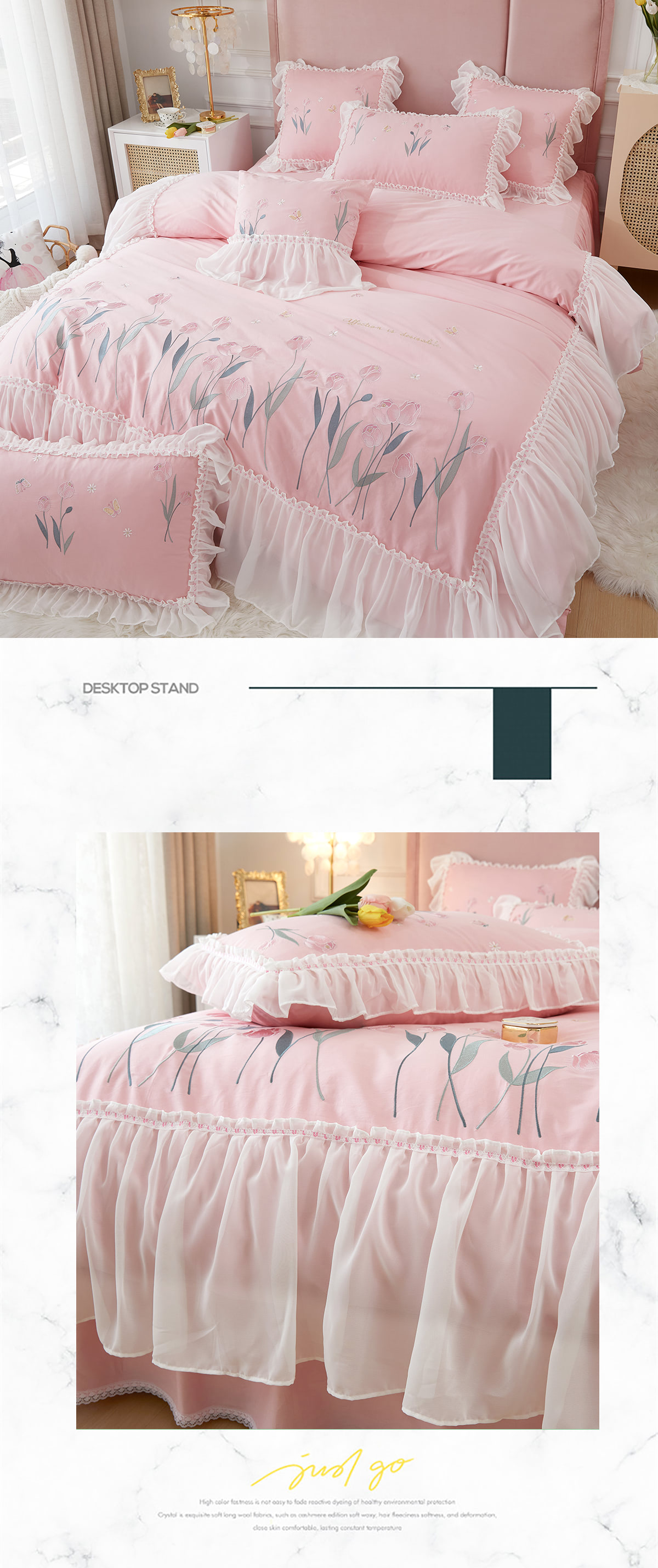 Princess-Embroidery-Ruffle-Lace-100-Cotton-Tulip-Bedding-4-Pcs-Set24