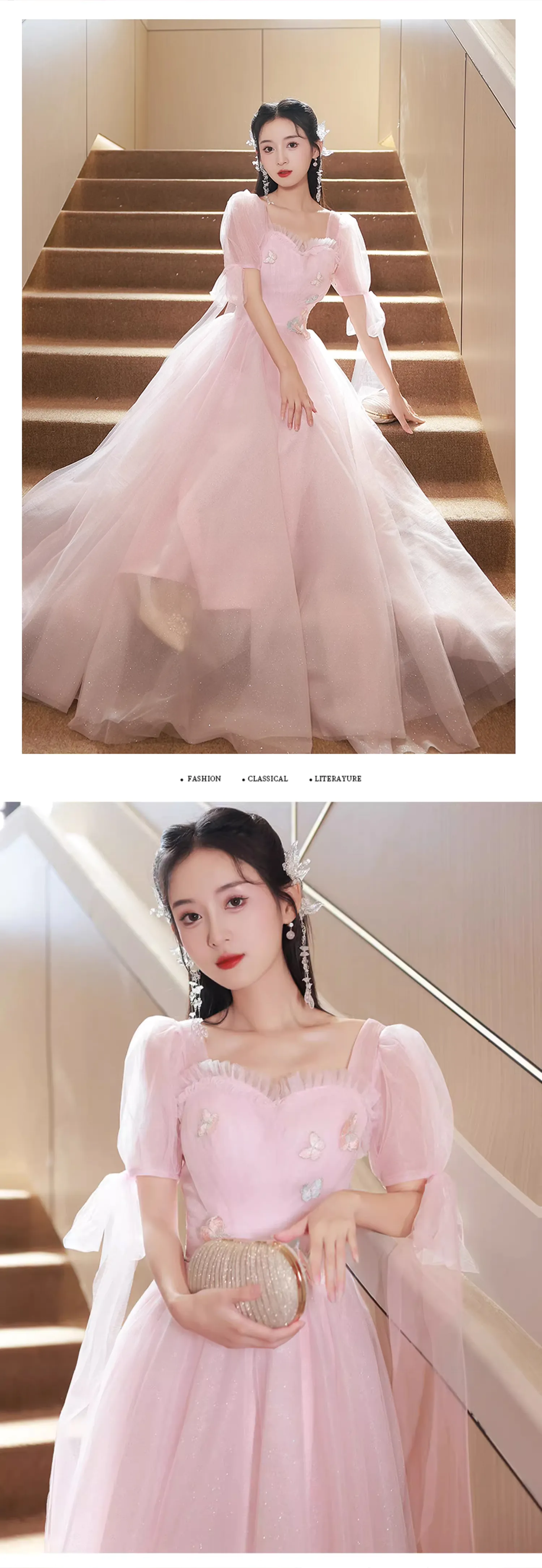 Sweet-Charming-Pink-Tulle-Short-Sleeve-Cocktail-Party-Evening-Dress10