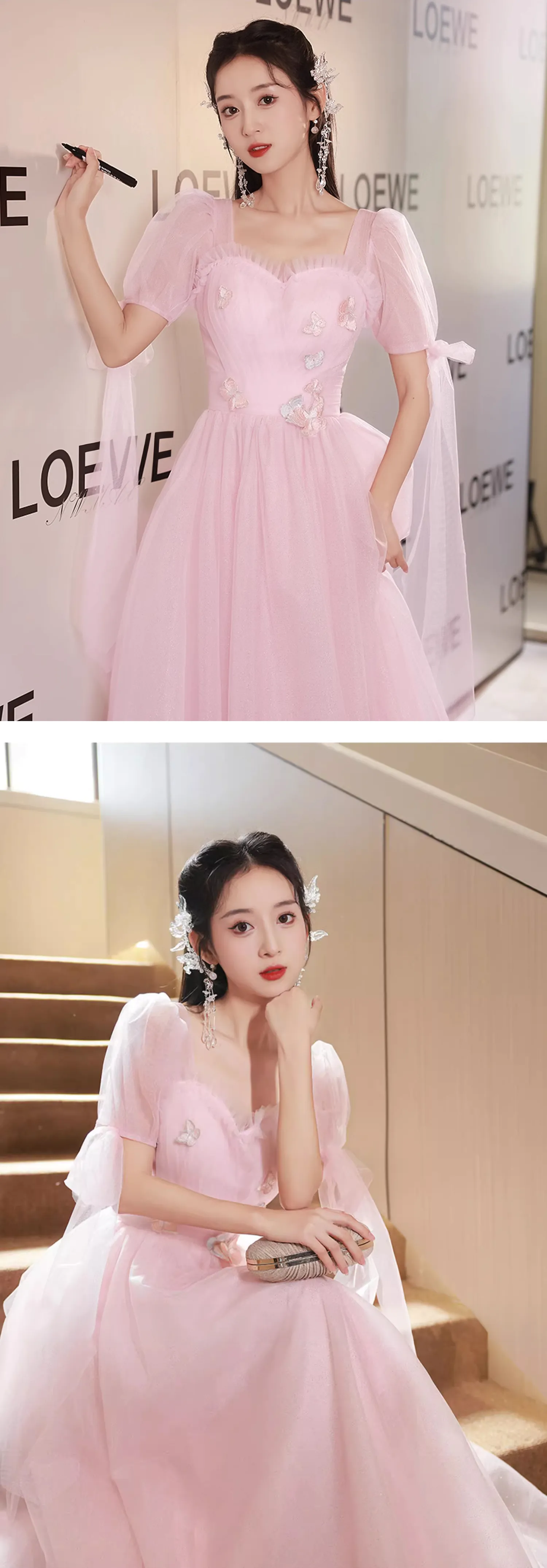 Sweet-Charming-Pink-Tulle-Short-Sleeve-Cocktail-Party-Evening-Dress12
