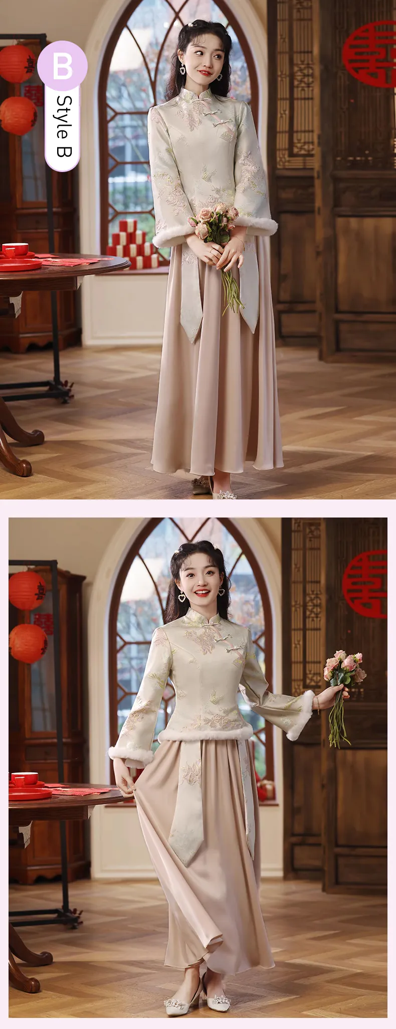 Sweet-Chinese-Style-Green-Jacquard-Autumn-Winter-Bridesmaid-Dress16