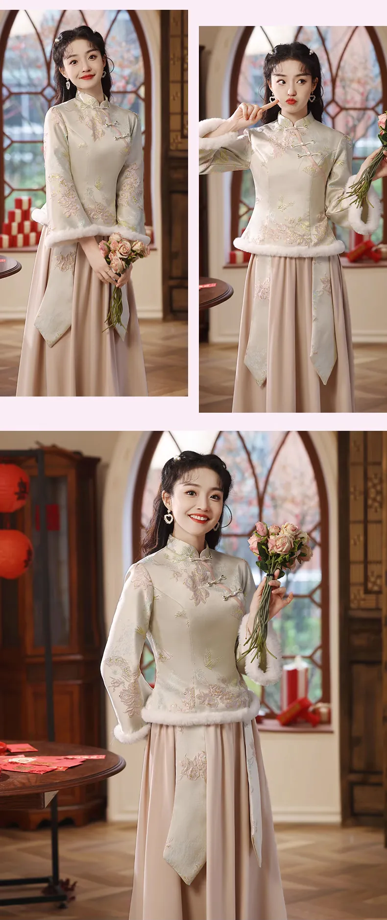 Sweet-Chinese-Style-Green-Jacquard-Autumn-Winter-Bridesmaid-Dress17