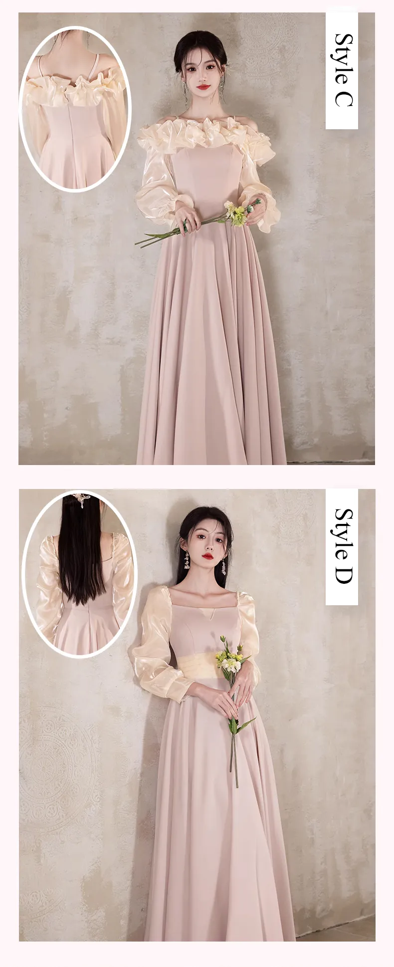 Sweet-Pink-Long-Sleeve-Wedding-Party-Bridesmaid-Dress-Evening-Gown15