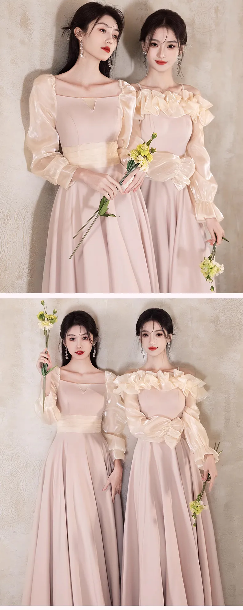 Sweet-Pink-Long-Sleeve-Wedding-Party-Bridesmaid-Dress-Evening-Gown16
