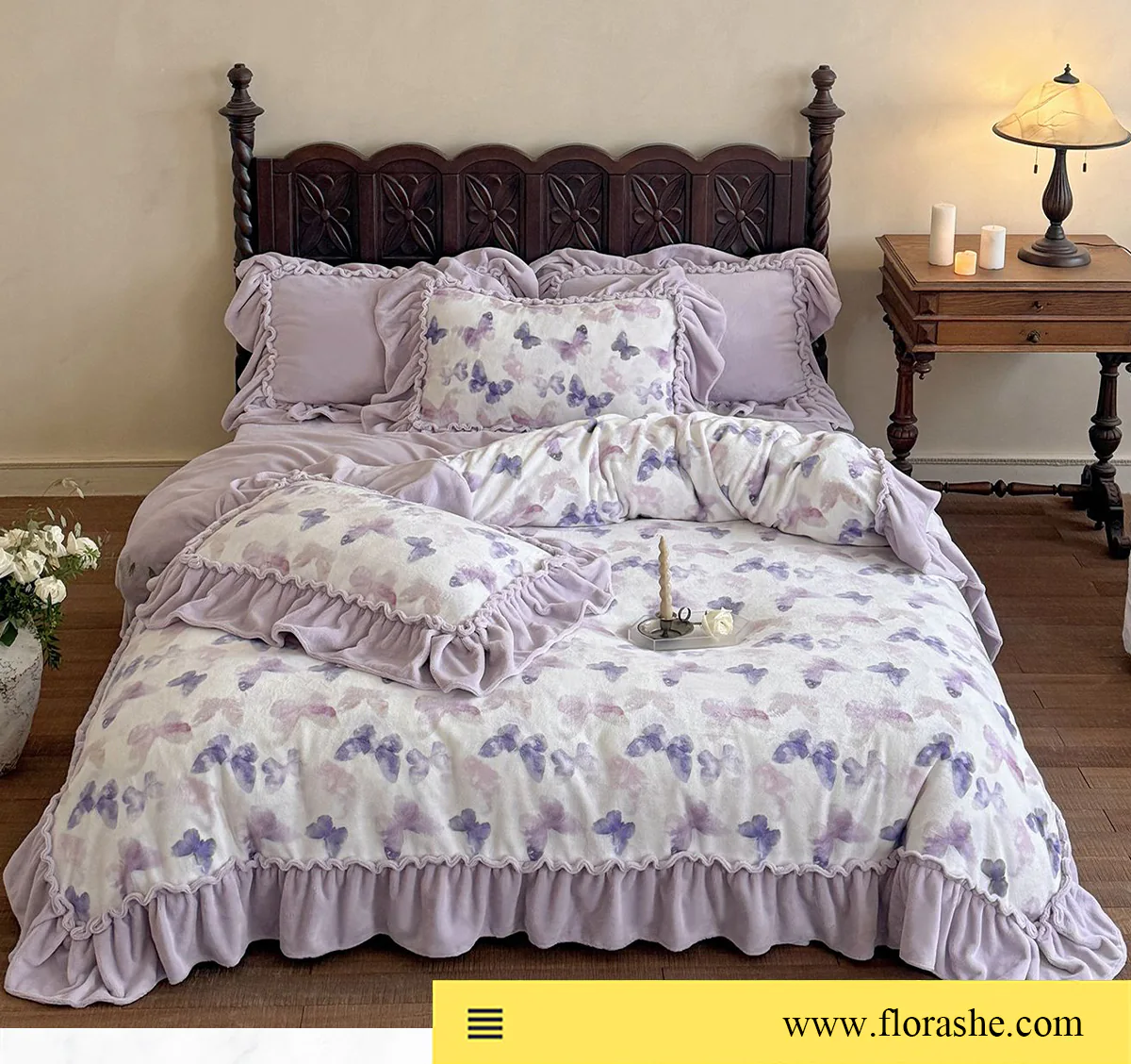 260g-Matte-Milk-Velvet-Digital-Print-Oil-Painting-Style-Butterfly-Bedding-4-Pcs-Set07