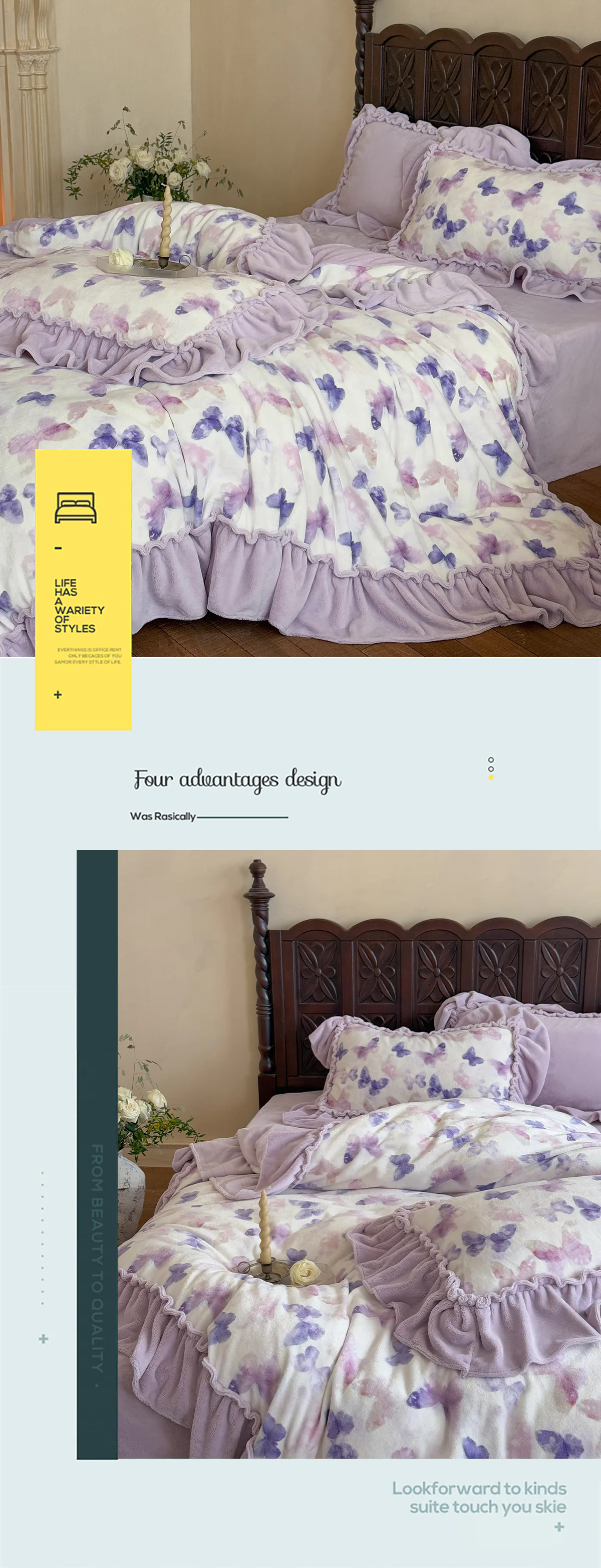 260g-Matte-Milk-Velvet-Digital-Print-Oil-Painting-Style-Butterfly-Bedding-4-Pcs-Set09