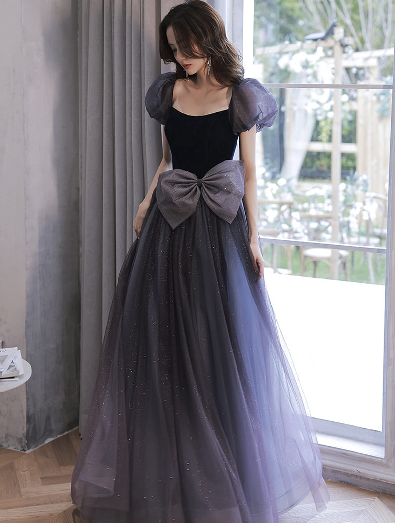 Beautiful Slim Gradient Black Prom Party Ball Gown Long Dress01