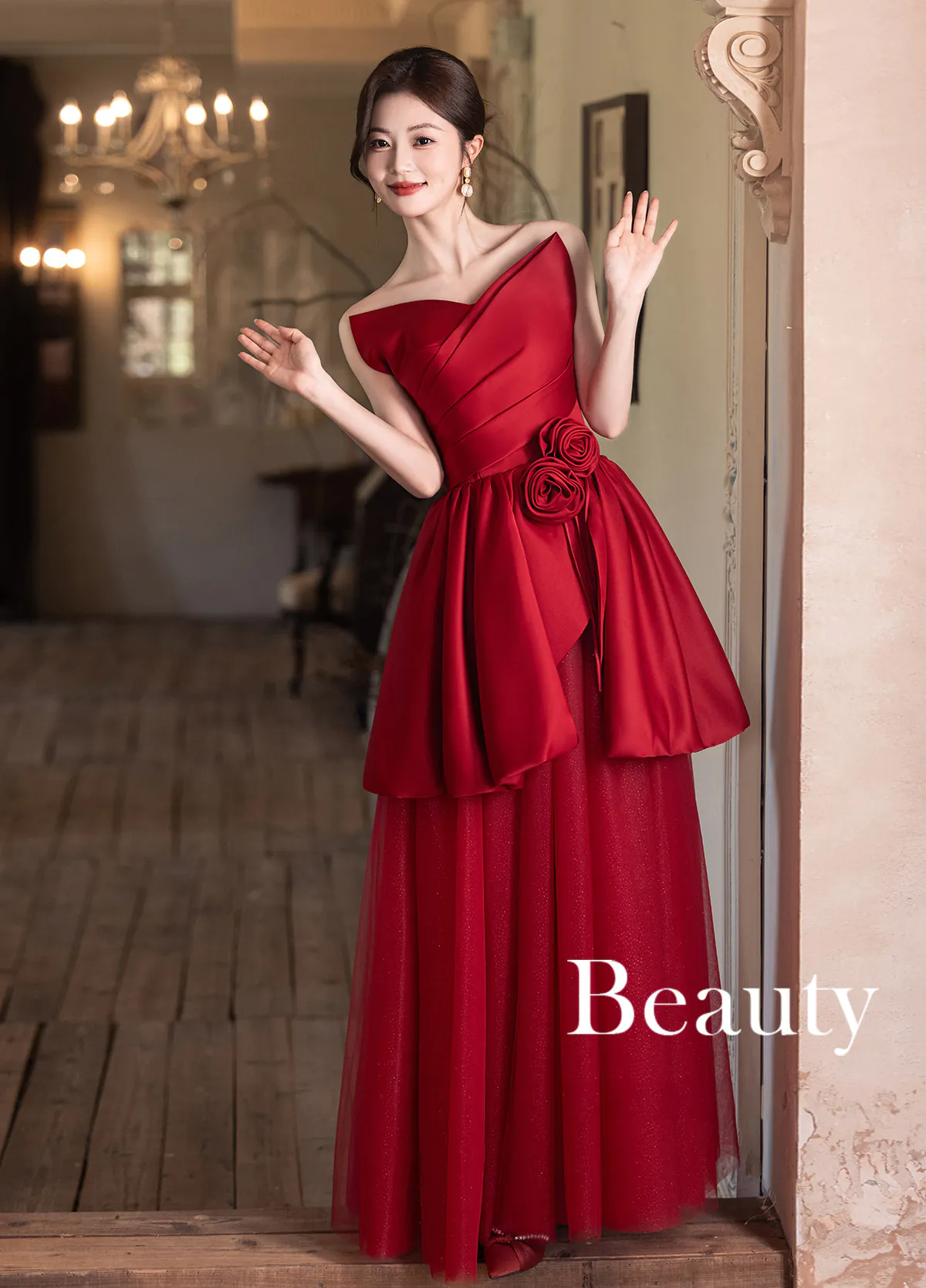 Classic-Wine-Red-Satin-Sleeveless-Off-Shoulder-Tulle-Skirt-Formal-Dress07