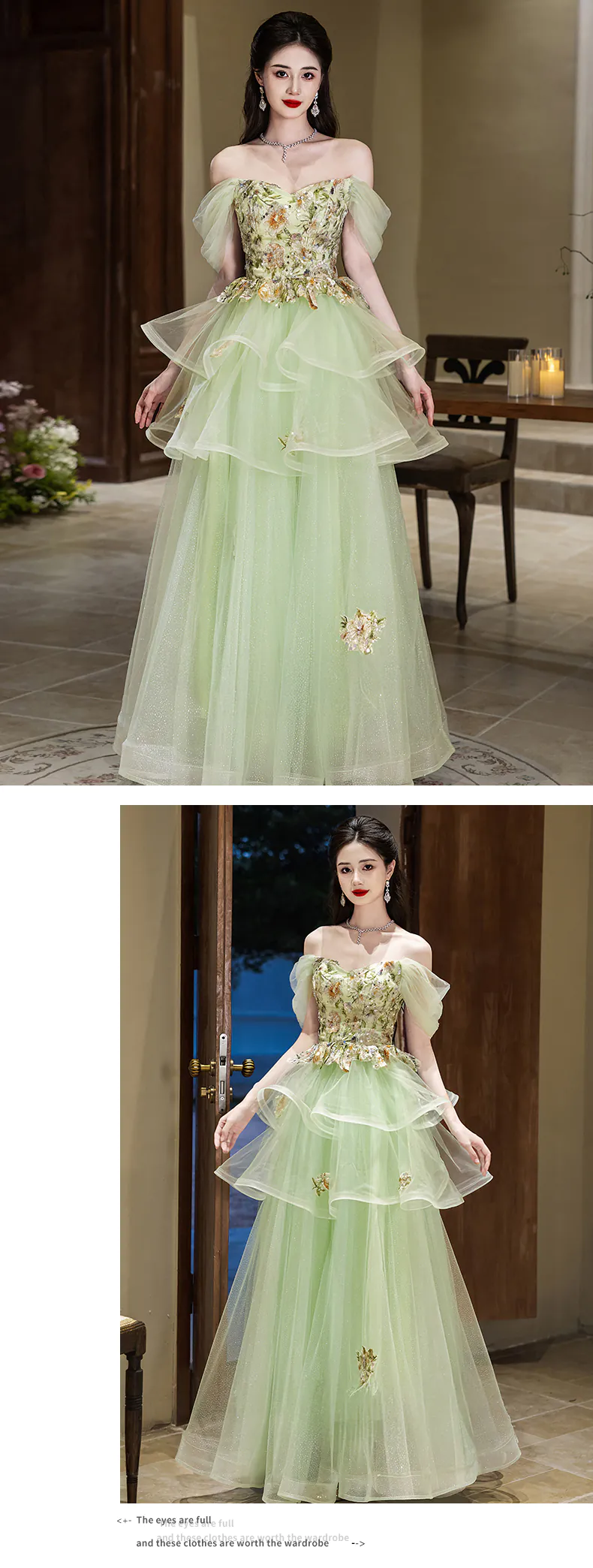 Elegant-Off-Shoulder-Mint-Green-Floral-Embroidery-Tulle-Evening-Dress13
