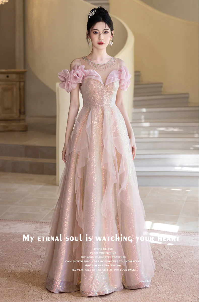 Elegant-Pink-Shimmering-Off-Shoulder-Ruffle-Sleeve-Formal-Evening-Dress08