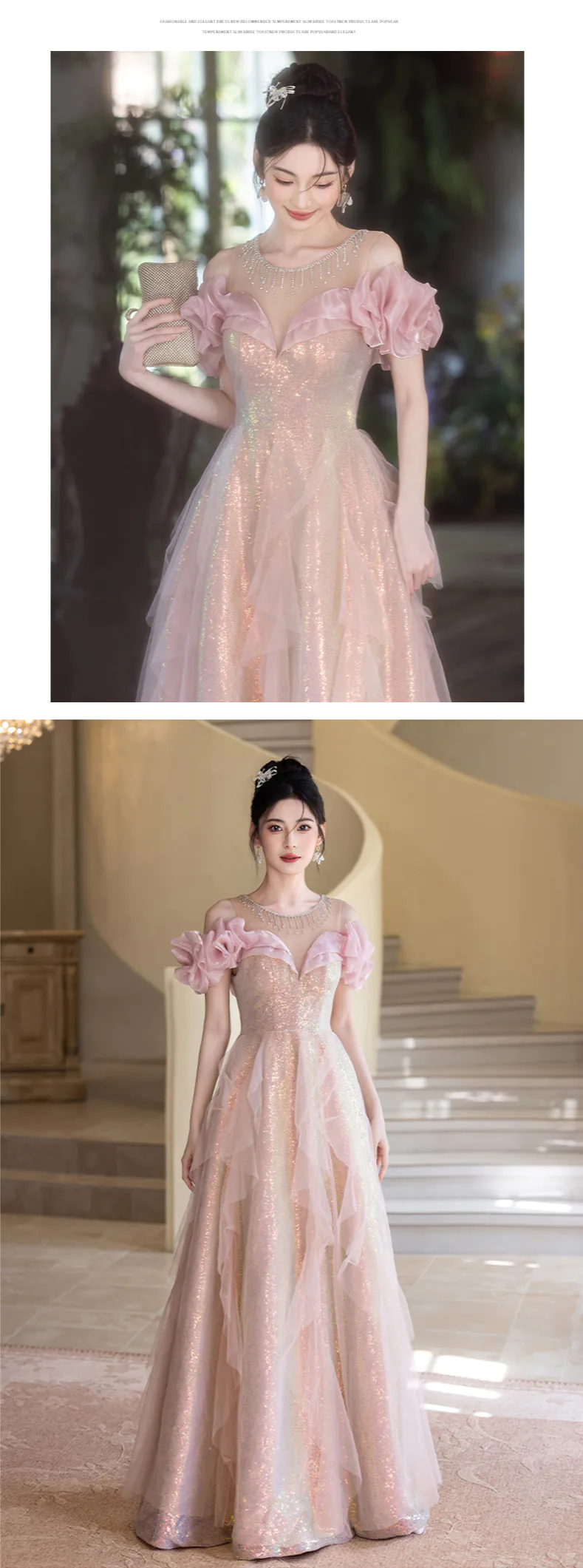Elegant-Pink-Shimmering-Off-Shoulder-Ruffle-Sleeve-Formal-Evening-Dress14