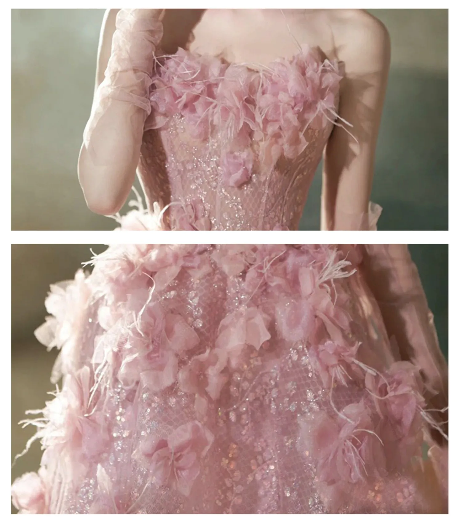 Fairy-Light-Pink-Strapless-3D-Floral-Sparkly-Lace-Tulle-Evening-Party-Dress12