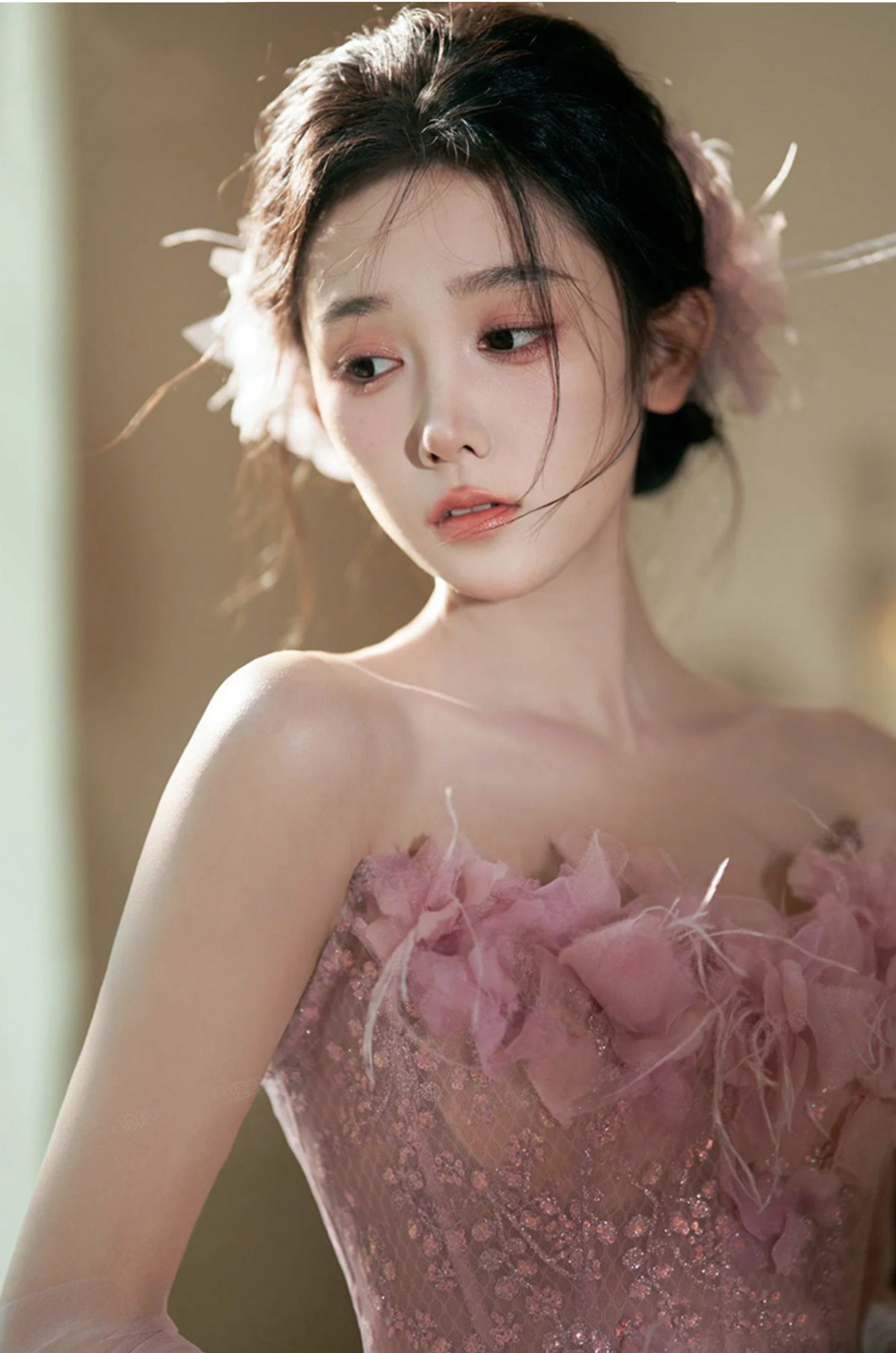 Fairy-Light-Pink-Strapless-3D-Floral-Sparkly-Lace-Tulle-Evening-Party-Dress14
